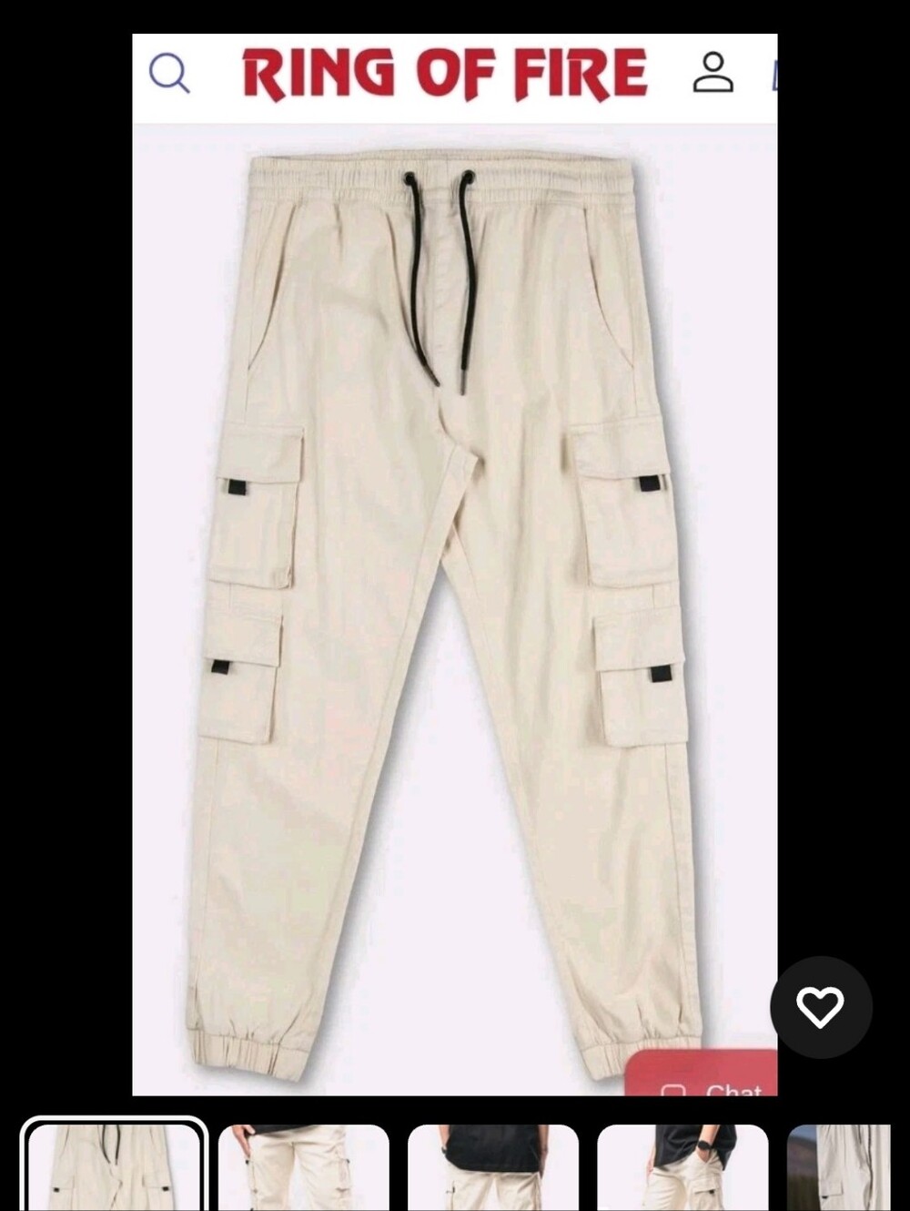 Lrg Men's Cream Cargo Pants with Drawstring Waist